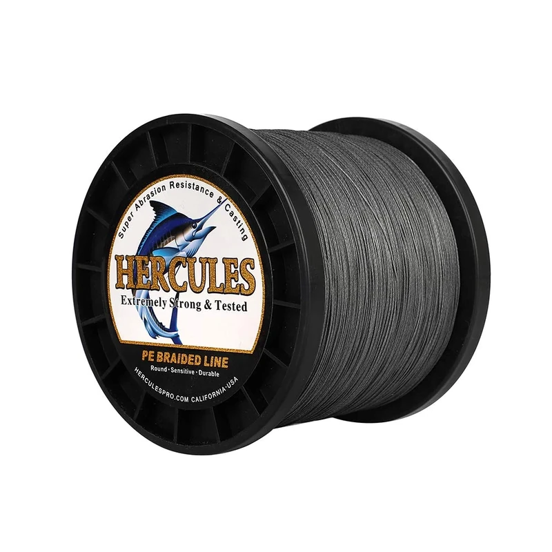 Hercules Super Cast 500M 547 Yards Braided Fishing Line 300 LB Test for Saltwater Freshwater PE Braid Fish Lines Superline 8 Strands - Grey, 300LB (136.1KG), 1.20MM