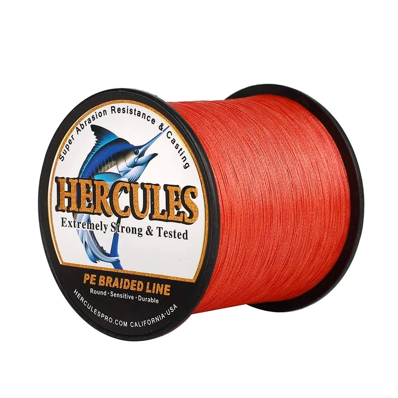 Hercules Super Cast 1000M 1094 Yards Braided Fishing Line 15 LB Test for Saltwater Freshwater PE Braid Fish Lines Superline 8 Strands - Red, 15LB (6.8KG), 0.16MM