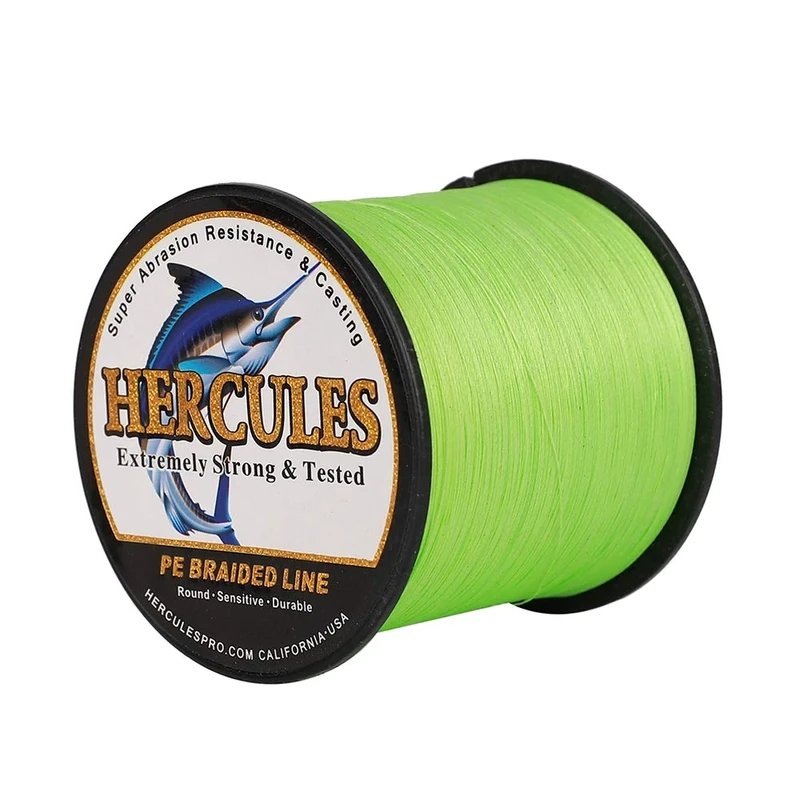 Hercules Super Cast 1000M 1094 Yards Braided Fishing Line 15 LB Test for Saltwater Freshwater PE Braid Fish Lines Superline 8 Strands - Fluorescent Green, 15LB (6.8KG), 0.16MM