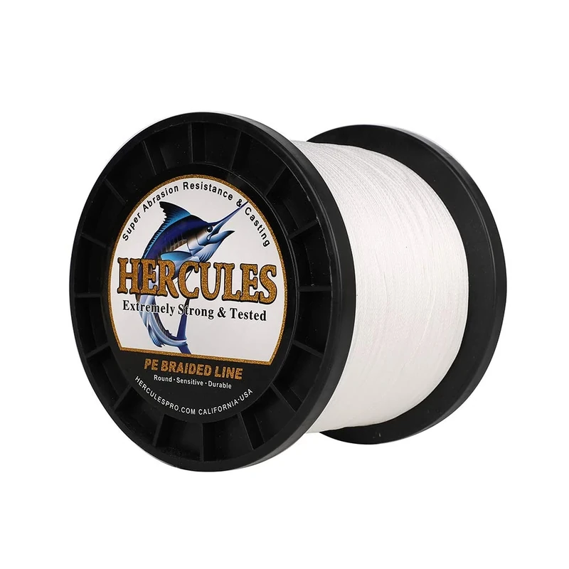 Hercules Super Cast 500M 547 Yards Braided Fishing Line 300 LB Test for Saltwater Freshwater PE Braid Fish Lines Superline 8 Strands - White, 300LB (136.1KG), 1.20MM