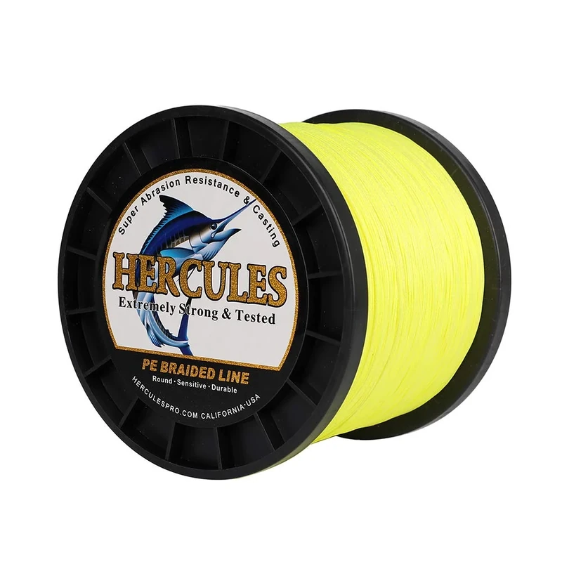 Hercules Super Cast 500M 547 Yards Braided Fishing Line 300 LB Test for Saltwater Freshwater PE Braid Fish Lines Superline 8 Strands - Flourescent Yellow, 300LB (136.1KG), 1.20MM
