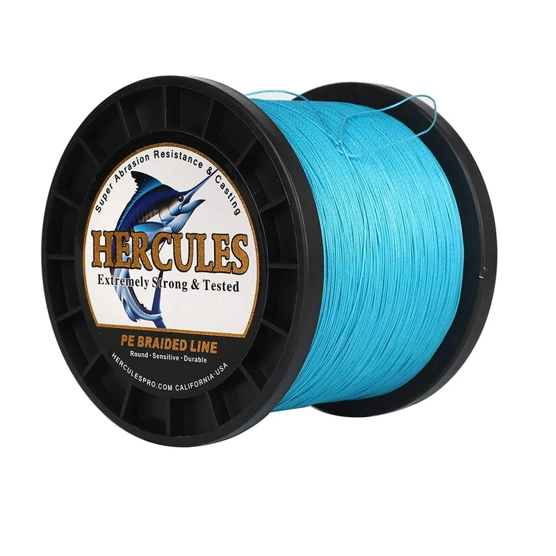 Hercules Super Cast 500M 547 Yards Braided Fishing Line 300 LB Test for Saltwater Freshwater PE Braid Fish Lines Superline 8 Strands - Blue, 300LB (136.1KG), 1.20MM