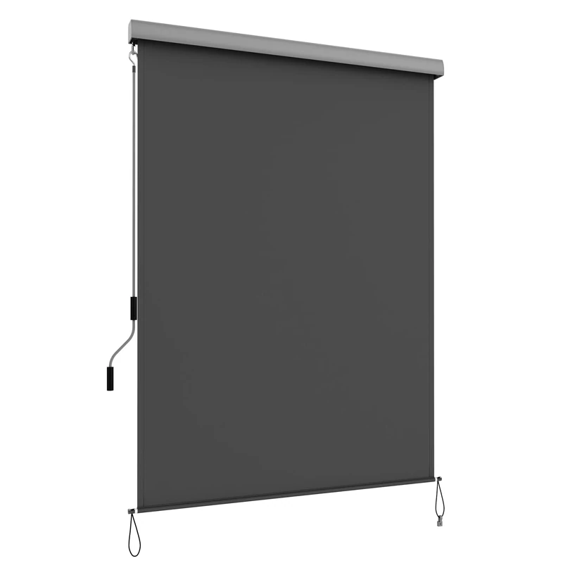 SONGMICS 2.5 X 1.4 m (L x W) Vertical Awning for Patio and Balcony with Housing, Outdoor Protection from Sun and Wind, Privacy Screen, Grey GSA145GY