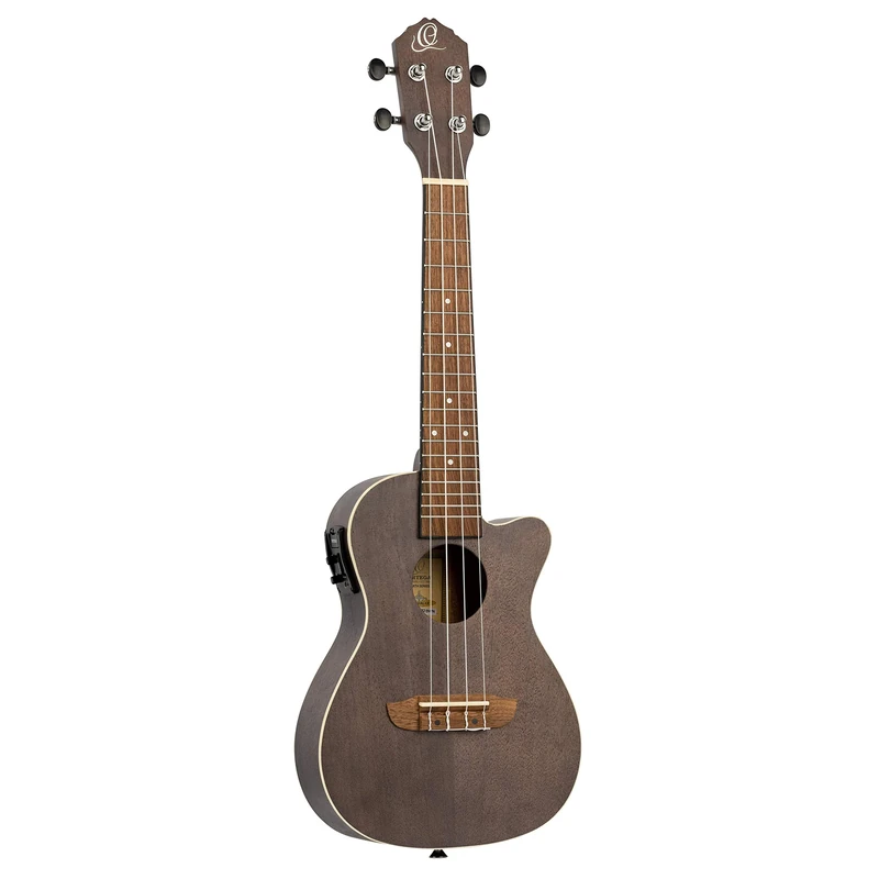 Ortega Guitars Concert Ukulele Electro-Acoustic – Earth Series – with Cutaway – Okoume, Black (RUCOAL-CE)