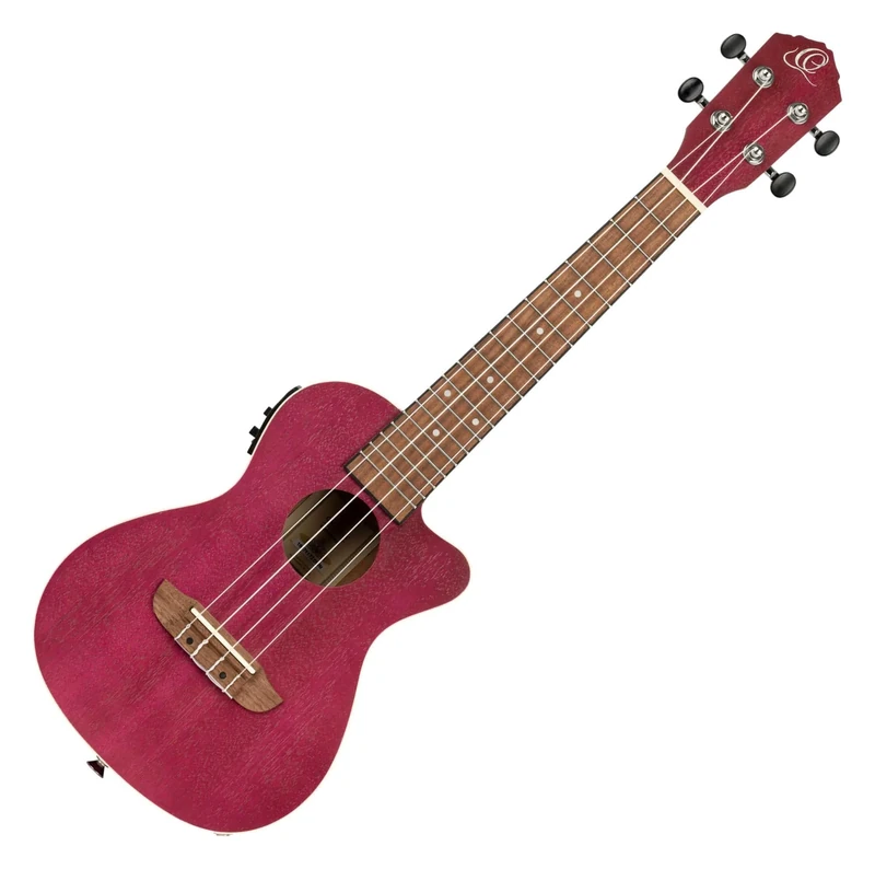 Ortega Guitars Concert Ukulele Electro-Acoustic – Earth Series – with Cutaway – Okoume, Berry-Coloured (RURUBY-CE)