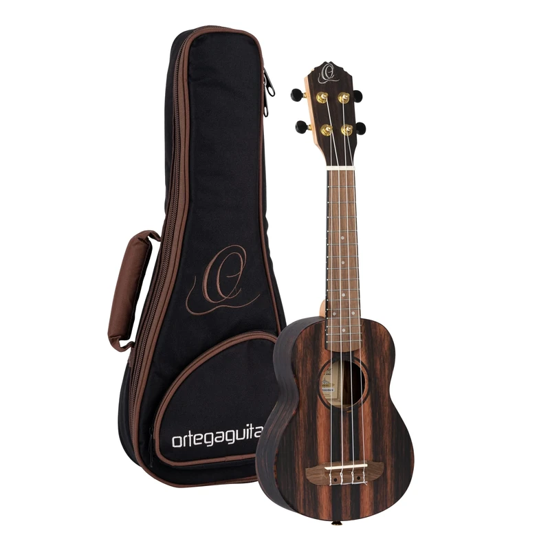 Ortega Guitars Soprano Ukulele Acoustic – Timber Series – Including Gigbag – Ebony, Natural (RUEB-SO)