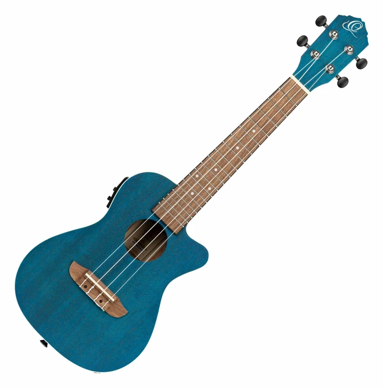 Ortega Guitars Concert Ukulele Electro-Acoustic – Earth Series – with Cutaway – Okoume, Dark Blue (RUOCEAN-CE)