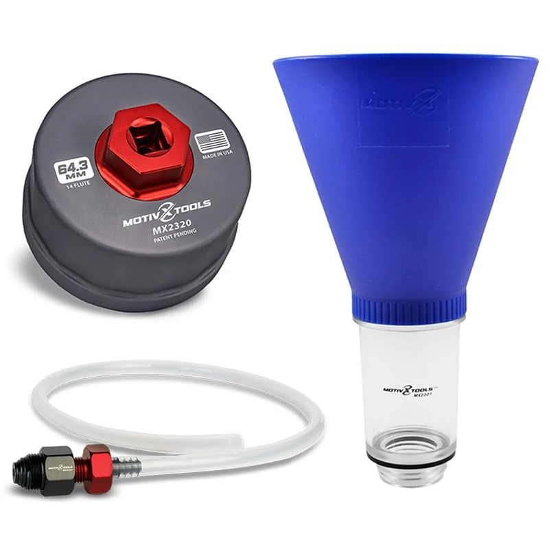 Motivx Tools Toyota & Lexus Oil Filter Wrench, Drain Tool, and Advanced Engine Oil Funnel System for 2.0L - 5.7L Engines