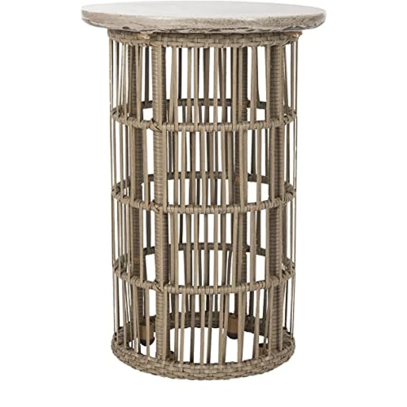 SAFAVIEH Modern Concrete Outdoor Accent Table, in Dark Grey
