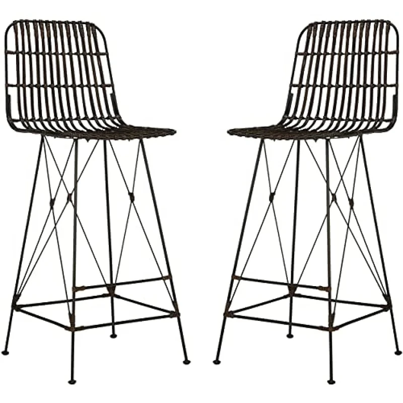 Safavieh Modern Set of 2 Bar & Counter Stools, in Brown and Black