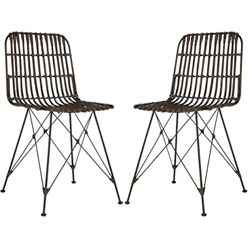SAFAVIEH Modern Set of 2 Bar & Counter Stool, in Brown and Black