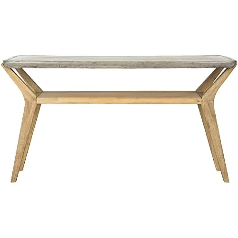 SAFAVIEH Concrete Outdoor Console Table, in Dark Grey, 45 X 140 X 75