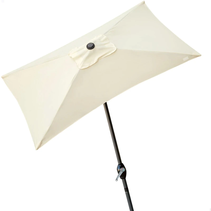 AKTIVE - Rectangular Garden Parasol 1.2x2m - 38mm Aluminium Pole - Off-White (ColorBaby 53879)