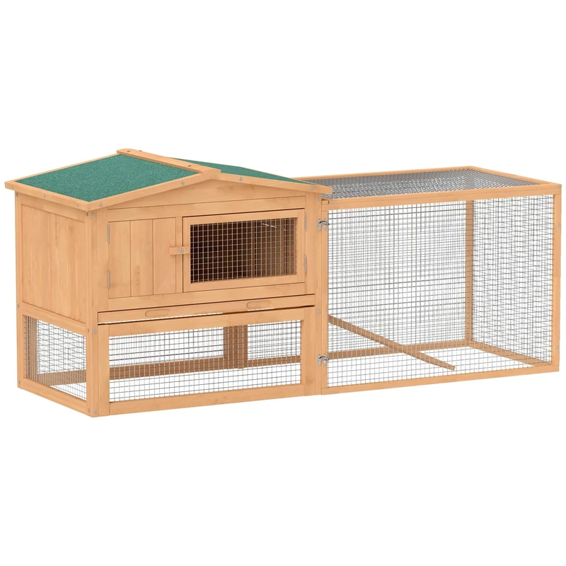 Pawhut 2 Floor Wooden Rabbit Hutch House Bunny Coop Outdoor Garden Backyard