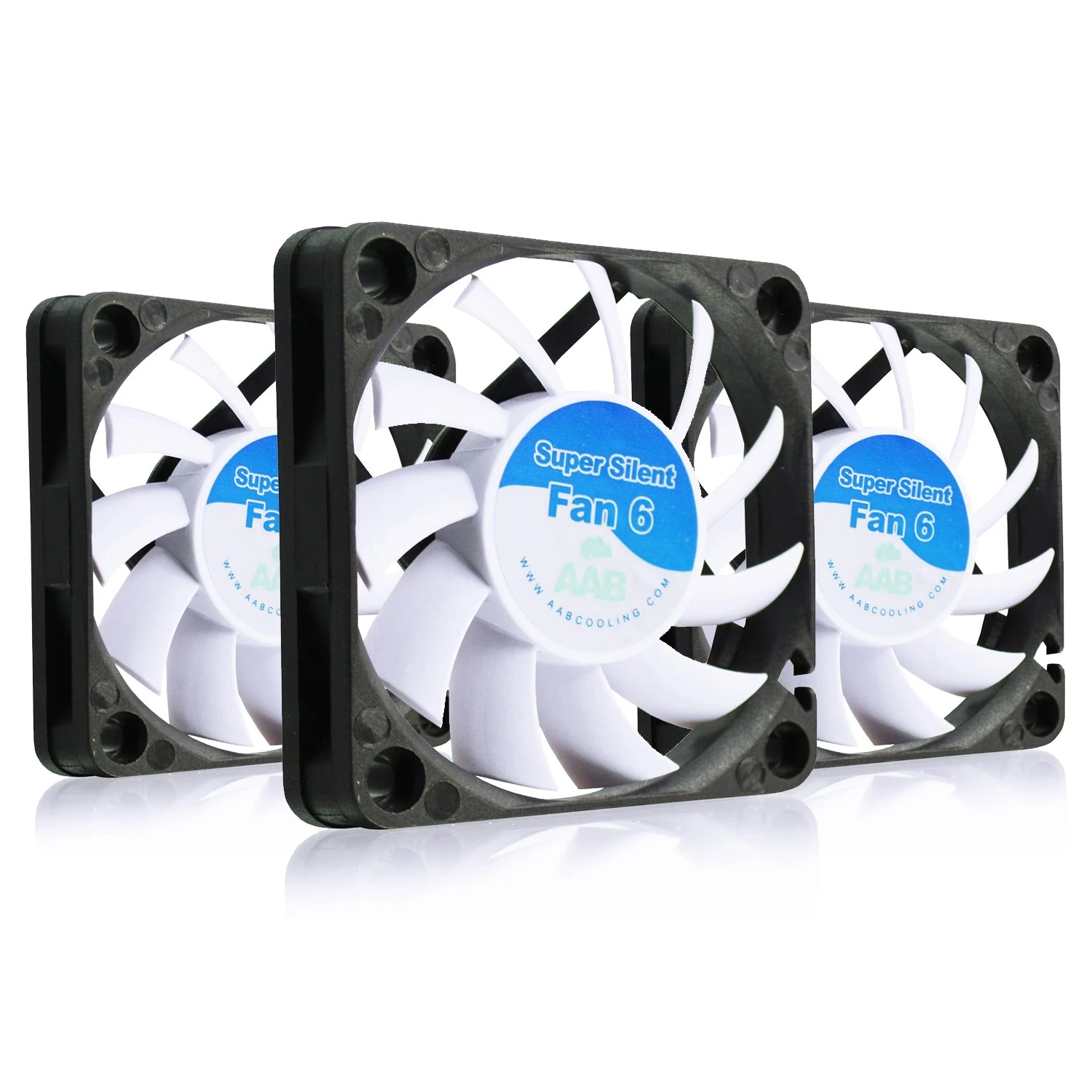 AAB Cooling Super Silent Fan 6 - Silent and Efficient 60mm Fan with 4 Anti-vibration Pads - Value Pack 3 Pieces | 6cm Fan | Fans Cooling | Quiet Fan | 3D Printer Accessories
