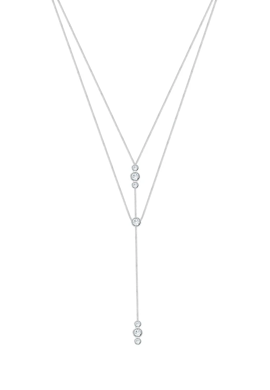 Elli Necklace Y-Chain Layer Round Basic Geo Crystals 925 Sterling Silver