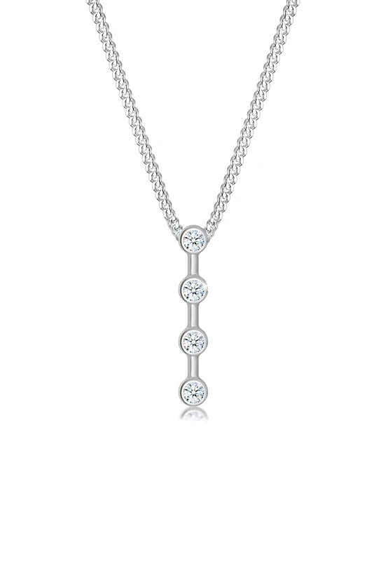 Elli DIAMONDS Necklace Women Basic Rod Geo Circle with Diamond (0.06 ct.) in 925 Sterling Silver