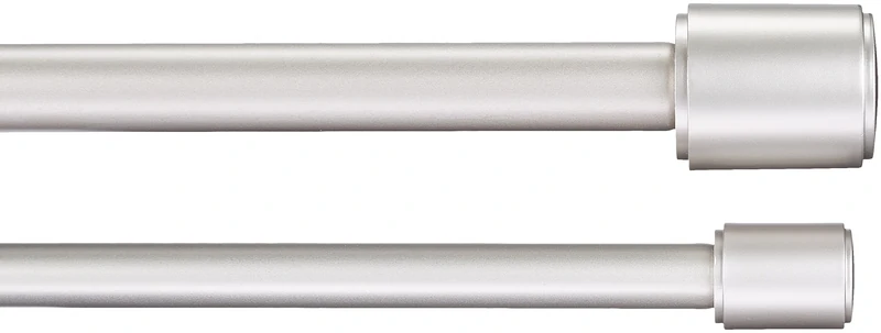 Amazon Basics Extendable Double Window Curtain Pole with Cap Finials - 19mm Diameter, 183-366cm, Nickel