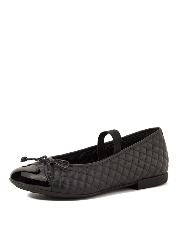 Geox Girl's Jr Plie' B Ballerina, Black, 2.5 UK