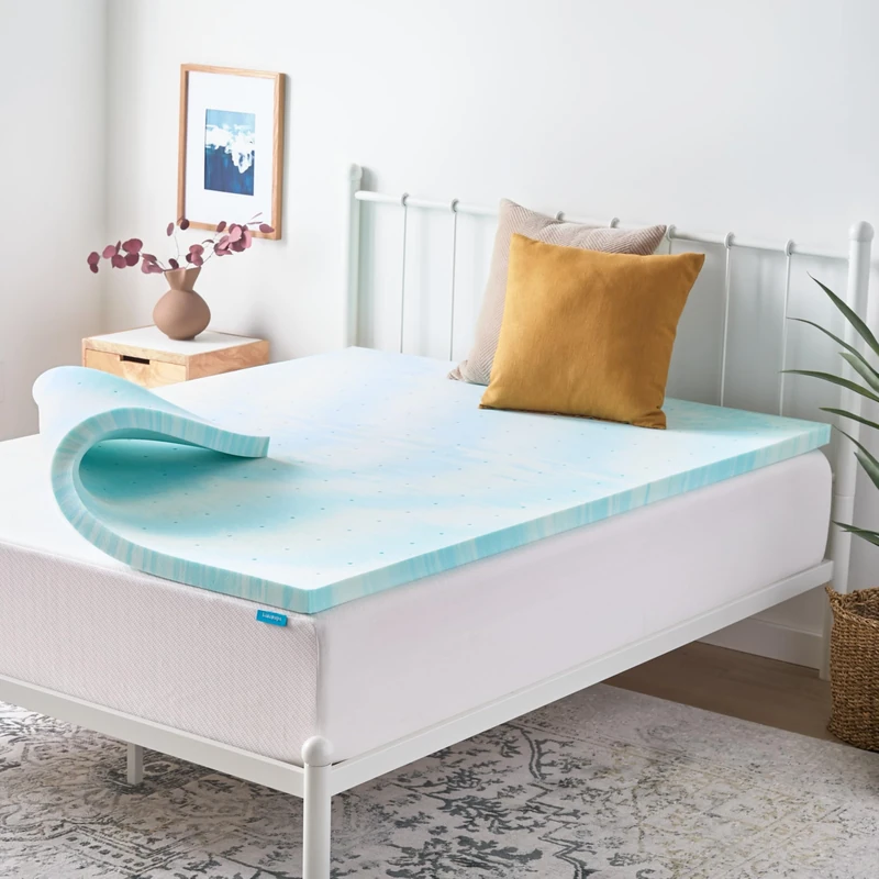 Linenspa Gel Swirl Memory Foam Topper, Blue, Twin XL