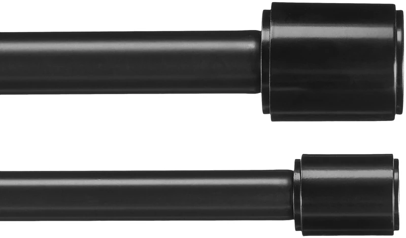 Amazon Basics Extendable Double Window Curtain Pole with Cap Finials - 19mm Diameter, 183-366cm, Black