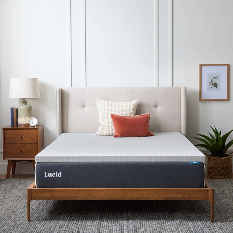 LUCID 2 Inch Bamboo Charcoal Memory Foam Mattress Topper - Twin XL