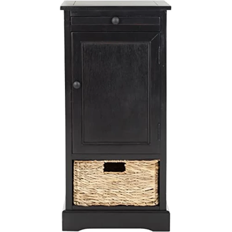 SAFAVIEH Contemporary Pine Wood Tall Storage Unit, in Distressed and Black, 35 X 40 X 85