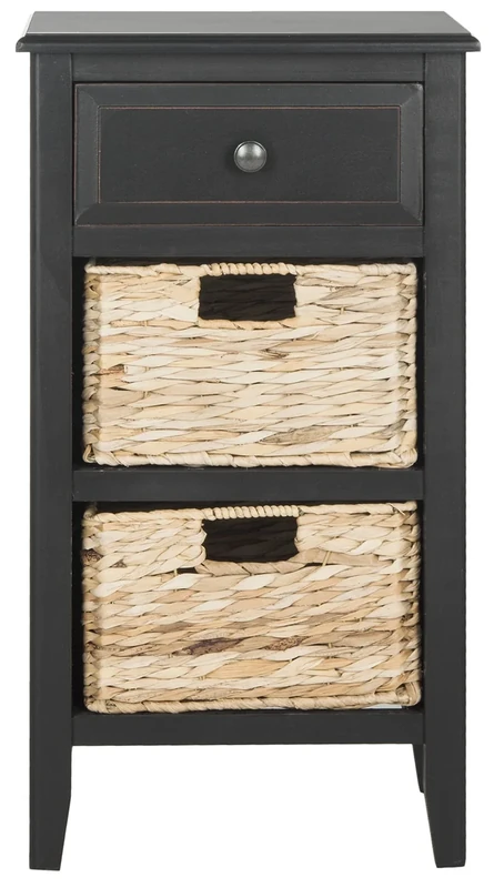 SAFAVIEH Contemporary Wooden Cabinet with 2 Drawers, in Distressed and Black, 30 X 40 X 70
