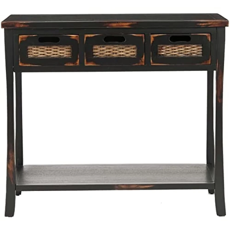 SAFAVIEH Rustic Wooden , in Distressed and Black, 35 X 85 X 75