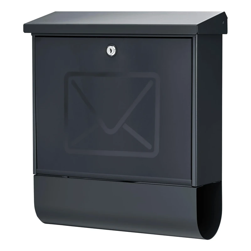 BURG-WÄCHTER Letterbox with Integrated Newspaper Compartment and Translucent Door, A4 Slot Format, EU Standard EN 13724, Incl. 2 Keys, Galvanised Sheet Steel, Lucenta 2701 ANT, Anthracite