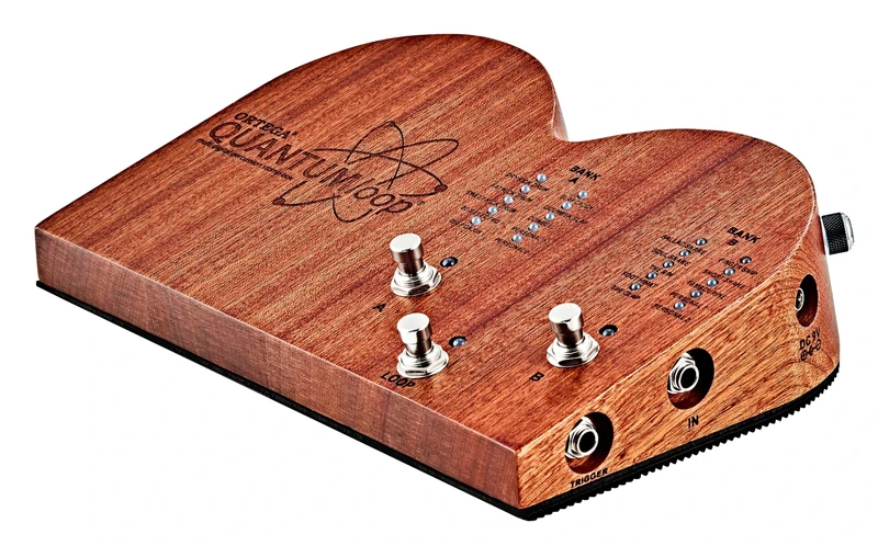 Ortega Guitars Digital Stomp Box – Digital Effect Pedal and Looper – 16 Drum & Percussion Samples – Power Supply Included – Mahogany Wood, Natural (QUANTUMloop)