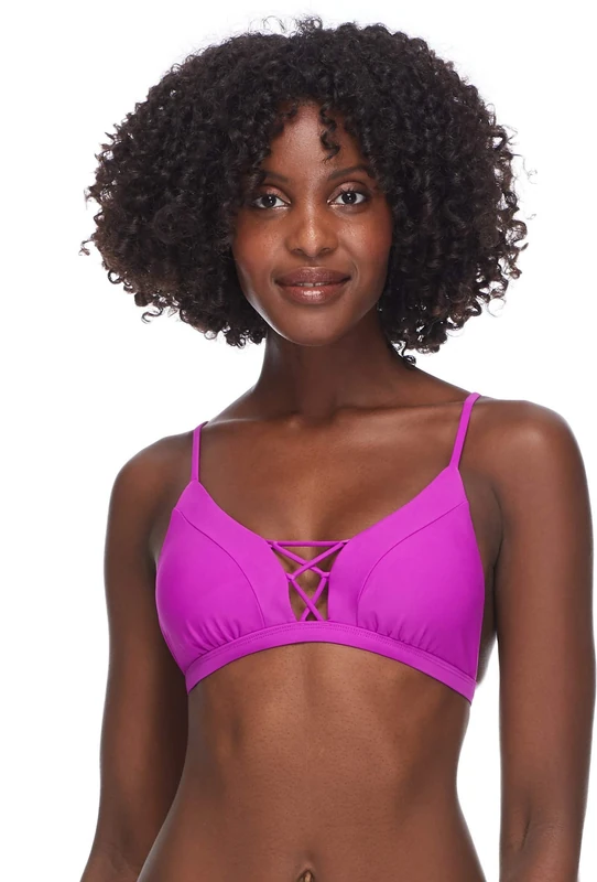 Body Glove Women's Smoothies Phoebe Solid Fixed Triangle Bikini Top Swimsuit, Magnolia, X-Small
