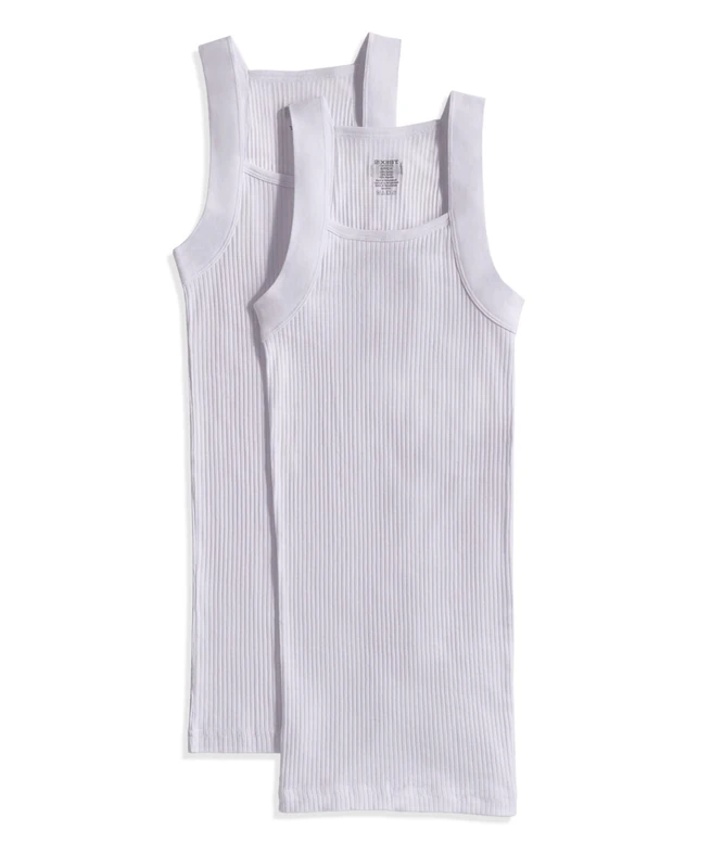 2(X)IST Mens Essential Cotton Square Cut Tank 2-Pack, Pure White, XL