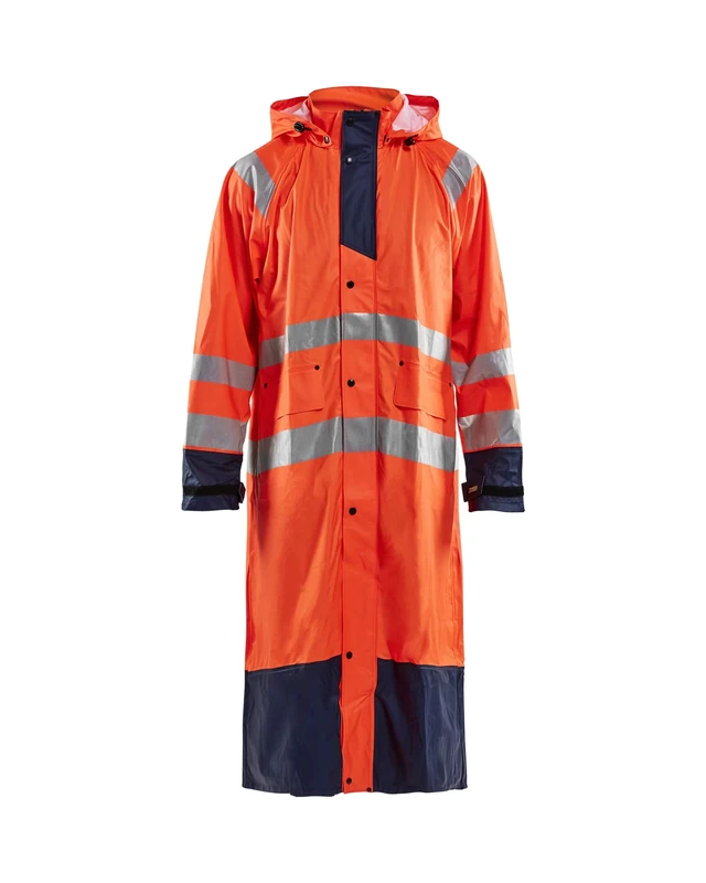 Blakläder 432520005389X-Large High-Vis Raincoat "level 1", Orange/Navy Blue, X-Large