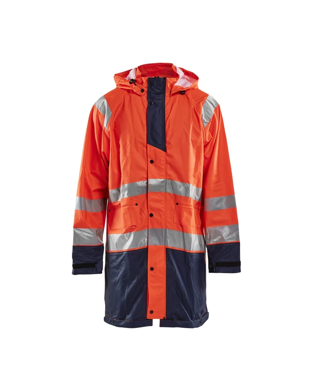 Blakläder 432420005389X-Large High-Vis Rain Jacket "level 1", Orange/Navy Blue, X-Large
