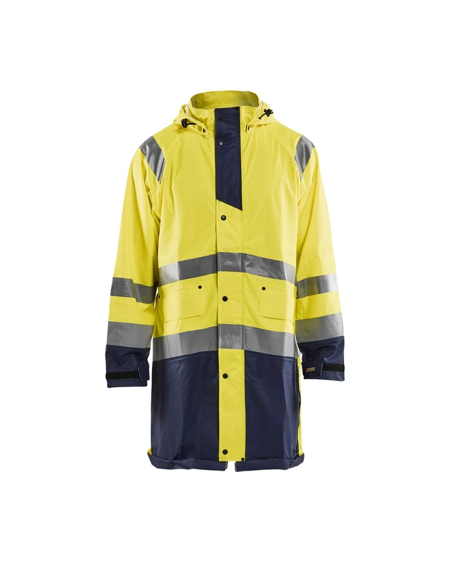 Blakläder 432420003389X-Large High-Vis Rain Jacket "level 1", Yellow/Navy Blue, X-Large