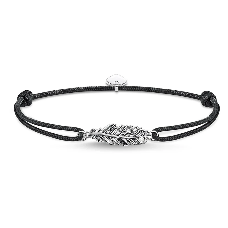 Thomas Sabo Unisex Bracelet Little Secret Feather Black 925 Sterling Silver LS063-889-11-L22v