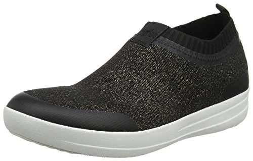 Fitflop UBERKNIT SLIP-ON SNEAKERS - METALLIC, Women’s Slip On Trainers, Multicolour (Black/Bronze Metallic 501), 5 UK (38 EU) - Image 1