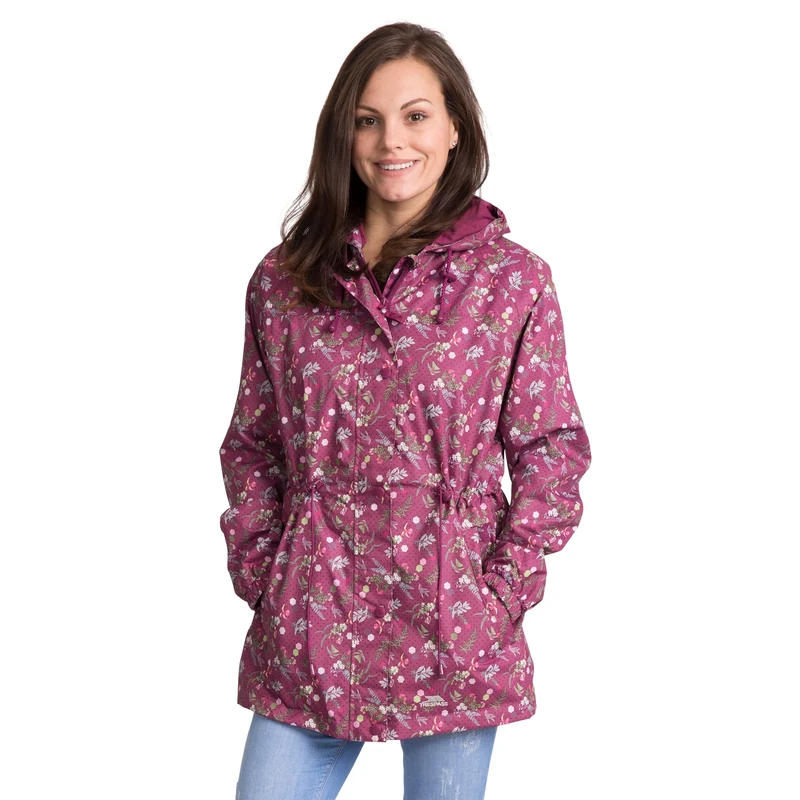 Trespass Pastime, Grape Wine Print, XXS, Waterproof Jacket for Women, XX-Small / 2X-Small / 2XS, Multicolour
