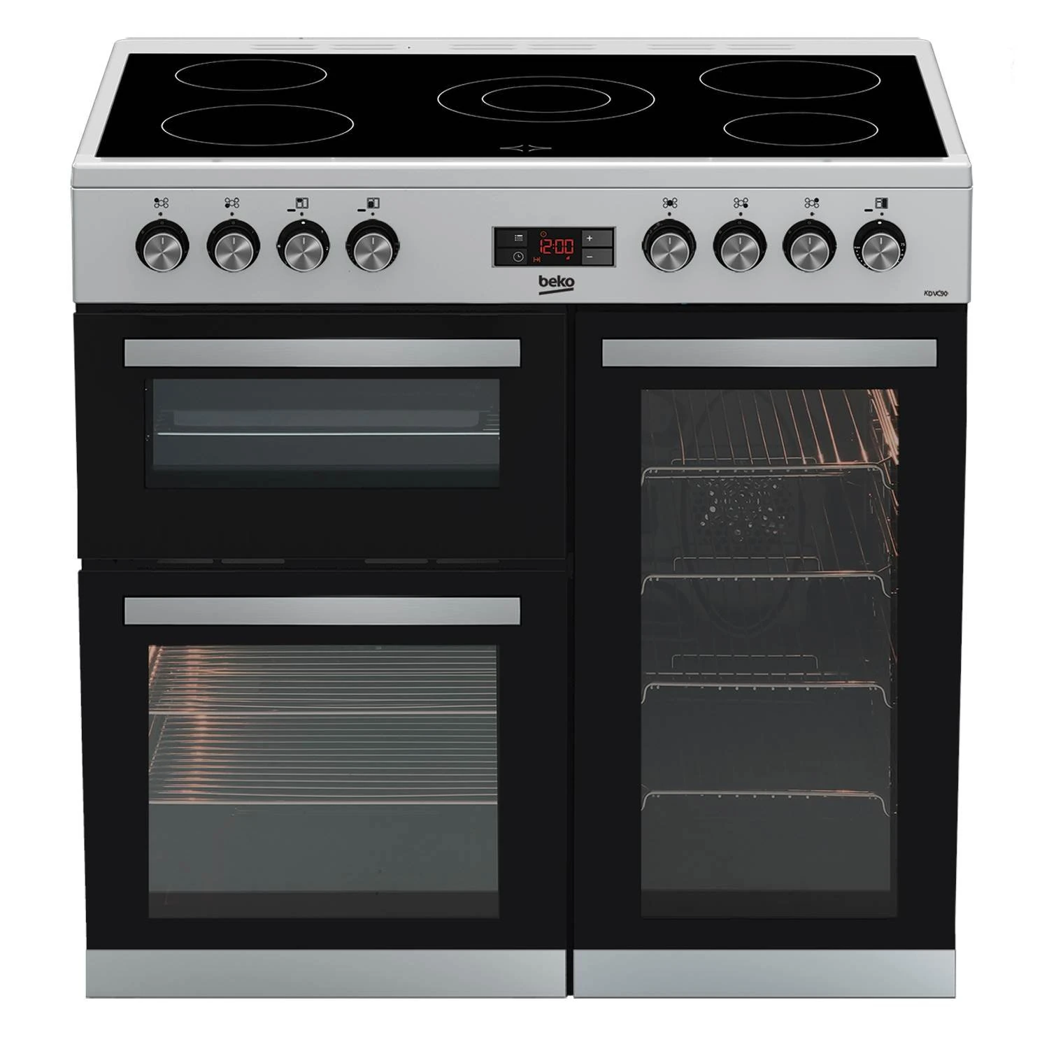 Beko KDVC90X 90cm Electric Range Cooker with Ceramic Hob - Stainless Steel