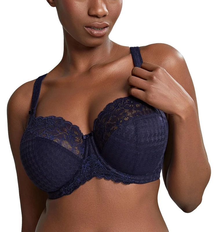 Panache Women's Envy Stretch Lace Full Cup Bra, Navy, 28F