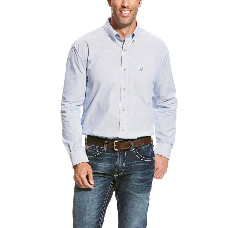 ARIAT Men's Pro Series Dayne Mini Stripe Shirt, True Blue, XXL Tall - Image 1