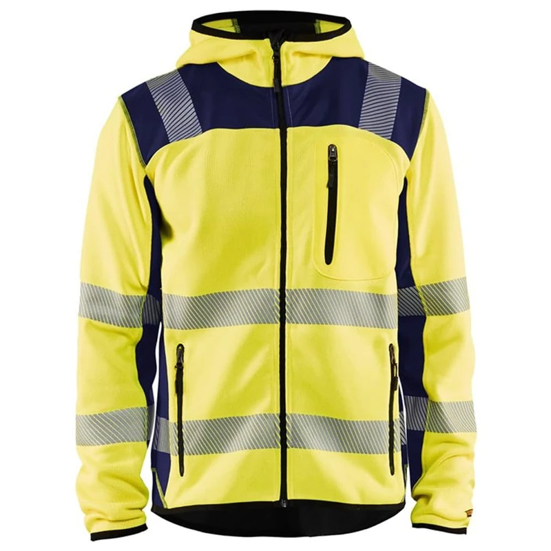 High Vis Cardigan Yellow 4XL, M, Yellow/navy blue