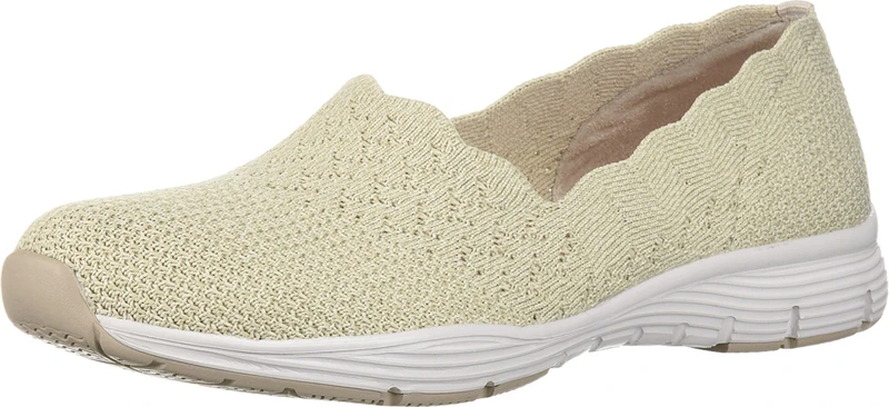 Skechers SEAGER - STAT, Women's Slip On Trainers, Beige (Natural Flat Knit Nat), 3.5 UK (36.5 EU)