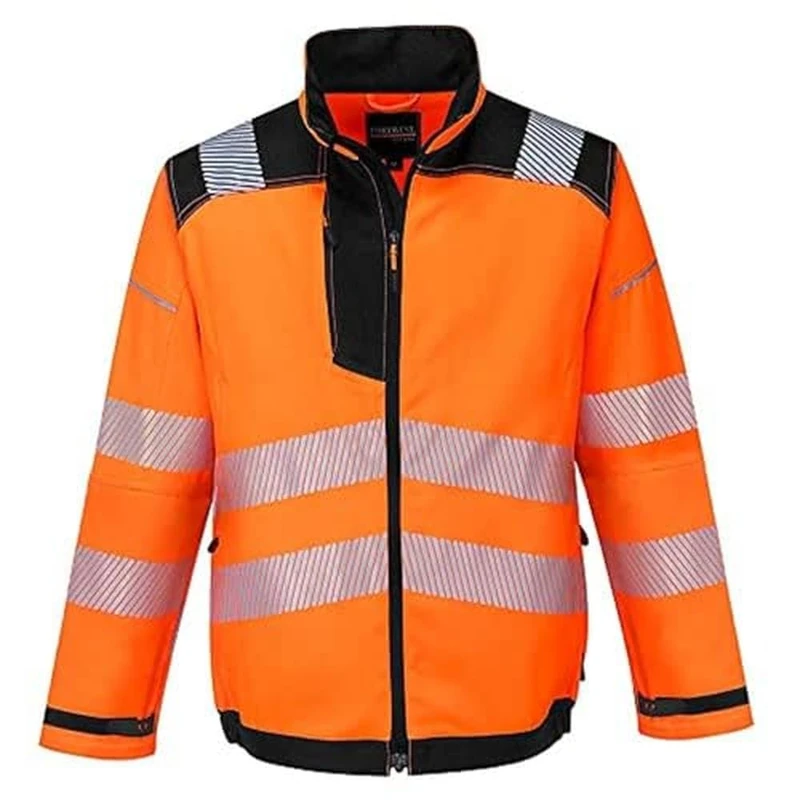 Portwest Unisex Vision Hi-Vis Work Jacket, Orange Black, XXL