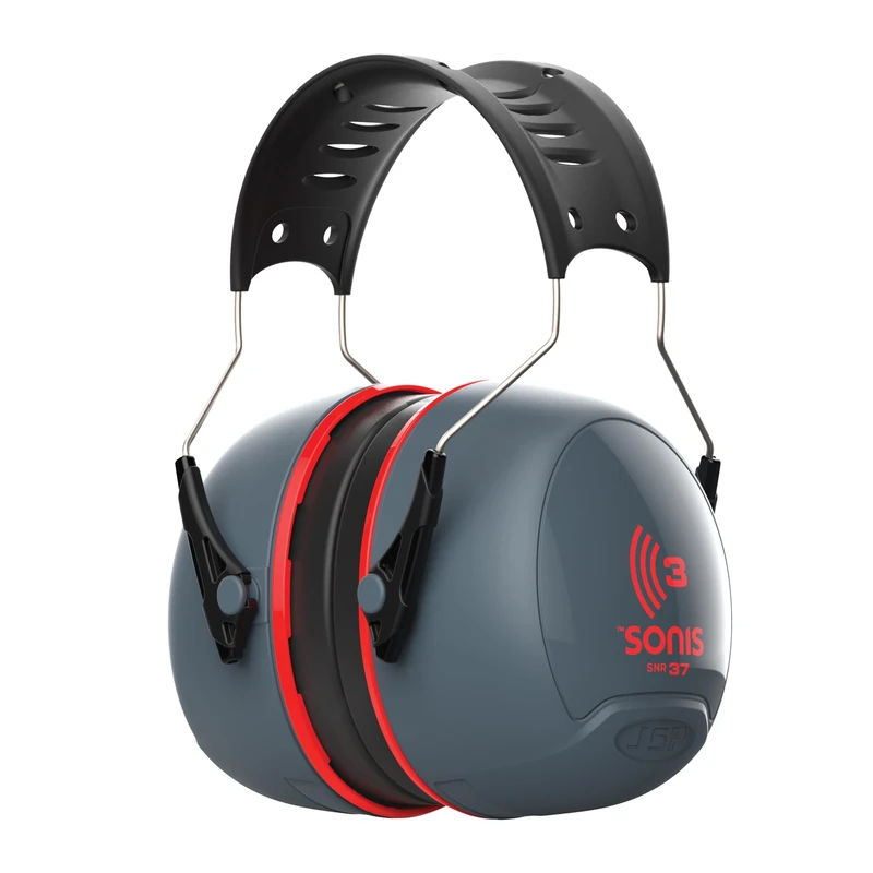 JSP Sonis3 Adjustable Ear Defenders grey/red (AEB040-0A1-A00)