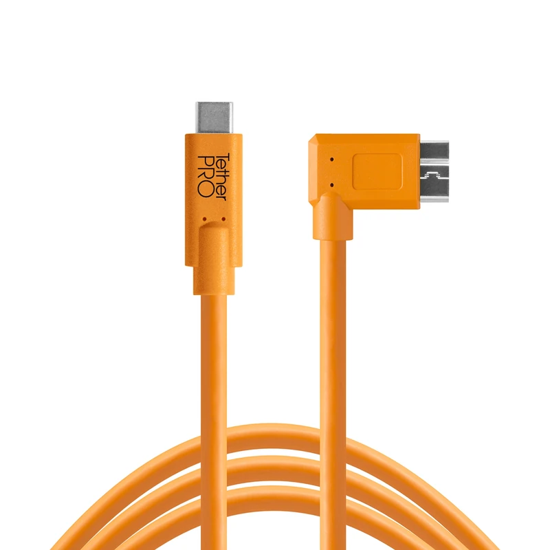 Tether Tools USB-C a 3.0 Micro-B Right Angle 4.60 m Orange - Image 1