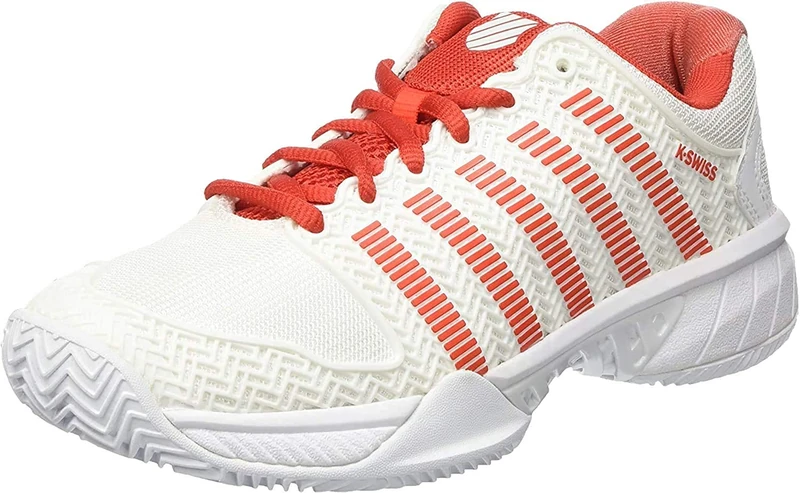 K-Swiss Performance Women's KS TFW Bigshot Light 3 Tennis Shoes, White (White/Fiesta 01), 5.5 (39 EU)