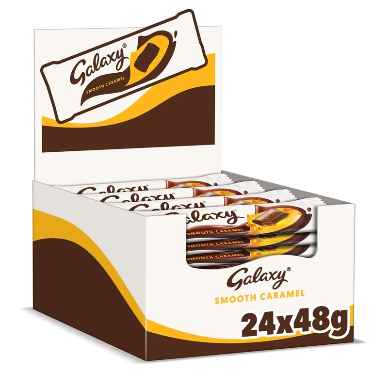 Galaxy Chocolate Bars, Smooth Caramel & Milk Chocolate Bulk Box, 24 x 48g, Ideal for Gift, Snacks or Hamper