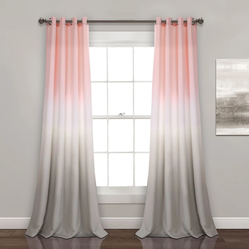 Lush Decor Umber Fiesta Curtains Room Darkening Window Panel Set for Living, Dining, Bedroom (Pair), 52" W x 84" L, Blush & Gray, 2 Count